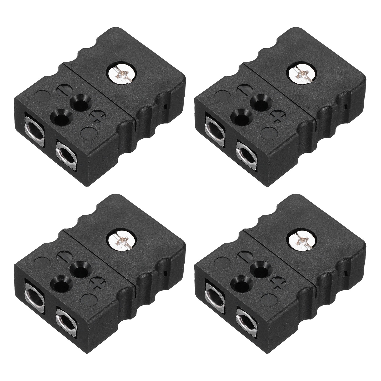 J Type Thermocouple Wire Connectors Female Plug Adapter Round Pin Black 4Pcs