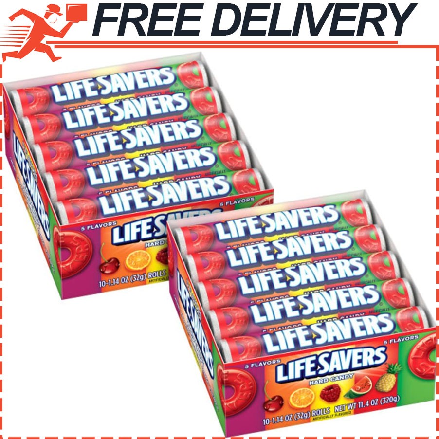 LIFE SAVERS 5 Flavors Hard Candy Bulk Pack, 1.14 oz Roll Pack of 20