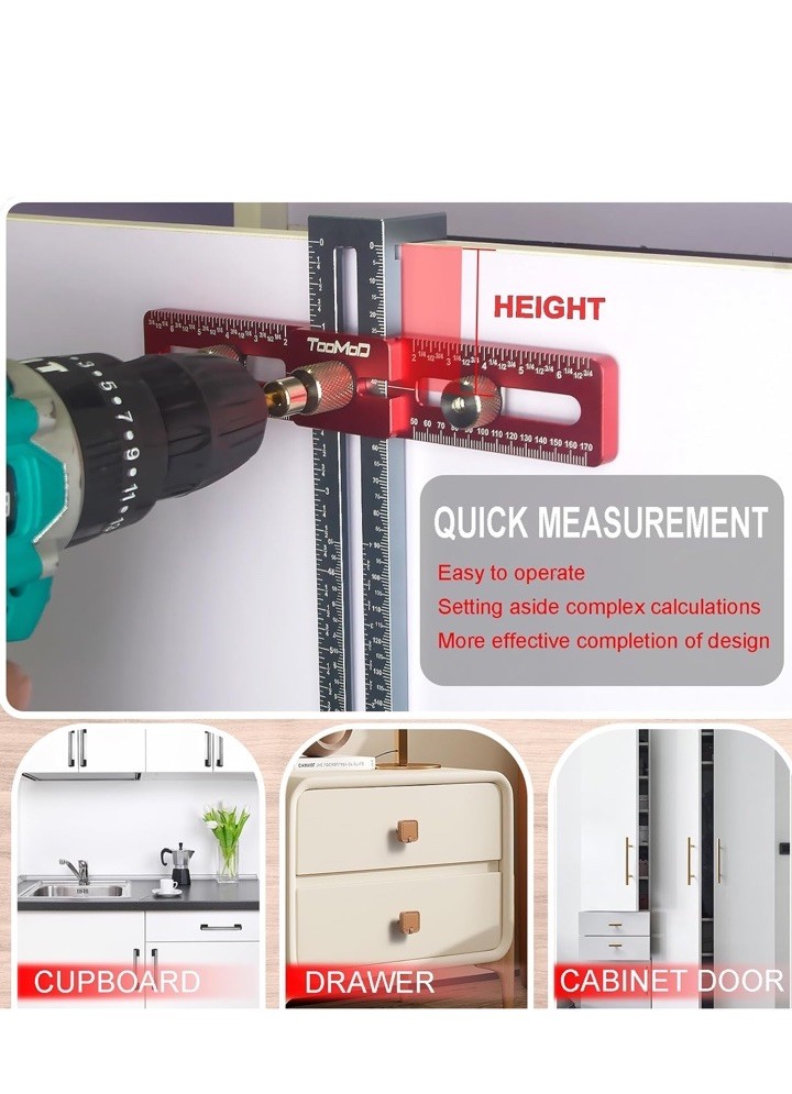 Cabinet Hardware Handle Jig, Adjustable Cabinet Hole Drilling Template Tool