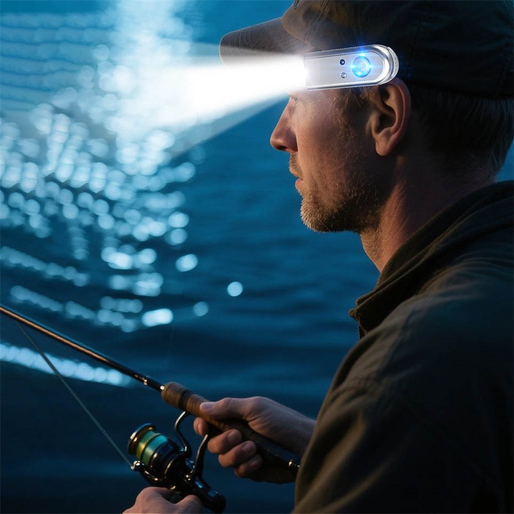 Bright LED Ear Strap Headlamp USB Rechargeable Motion Sensor Magnetic Headlight