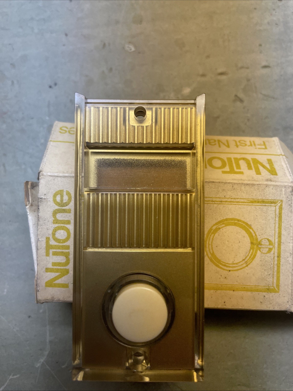 NEW NuTone Lighted Decorator Push Button PB-8LV Goldtone NOS Last One