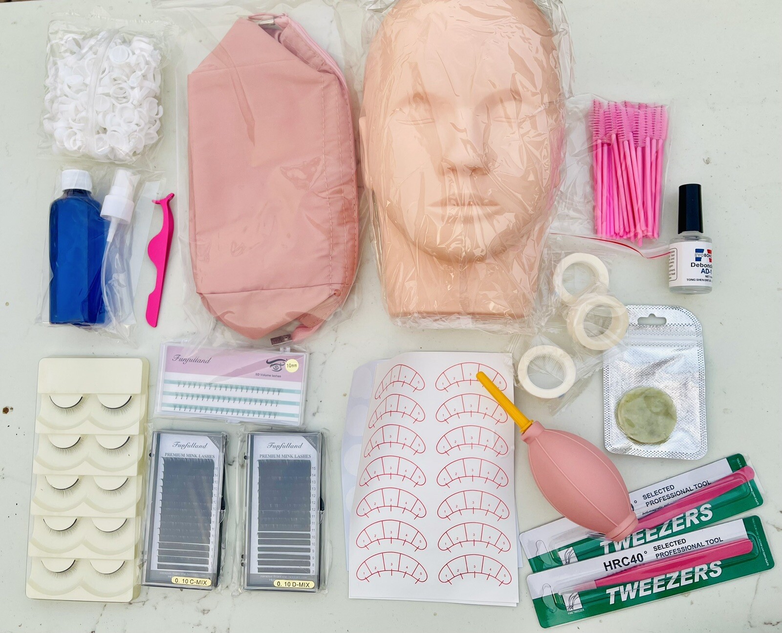 False Eyelashes Extension Kit Set Professional DIY Learning With Mannequin Head