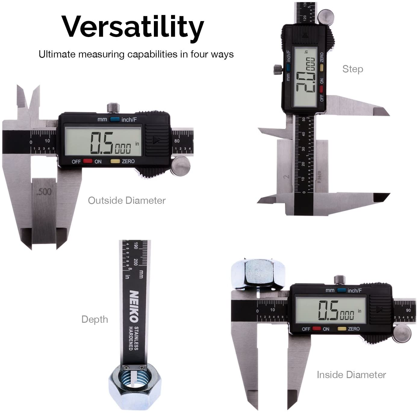 NEIKO 01409A 12” Electronic Digital Caliper | Extra Large Display