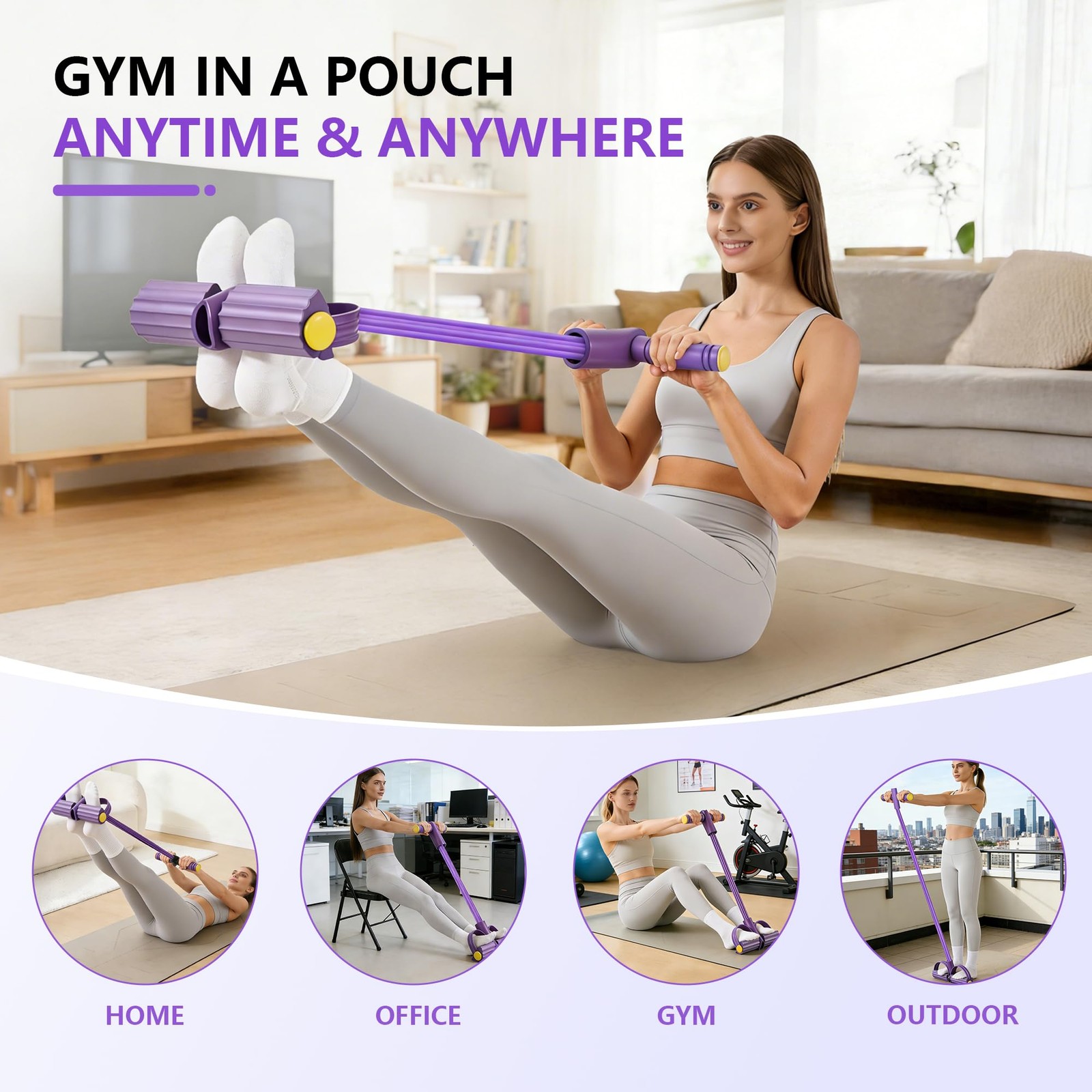 Upgraded Pedal Resistance Band with Handle, Soft Durable Fashion Puller Exerc...