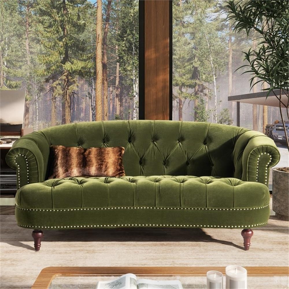 La Rosa Victorian Chesterfield Loveseat Olive Green