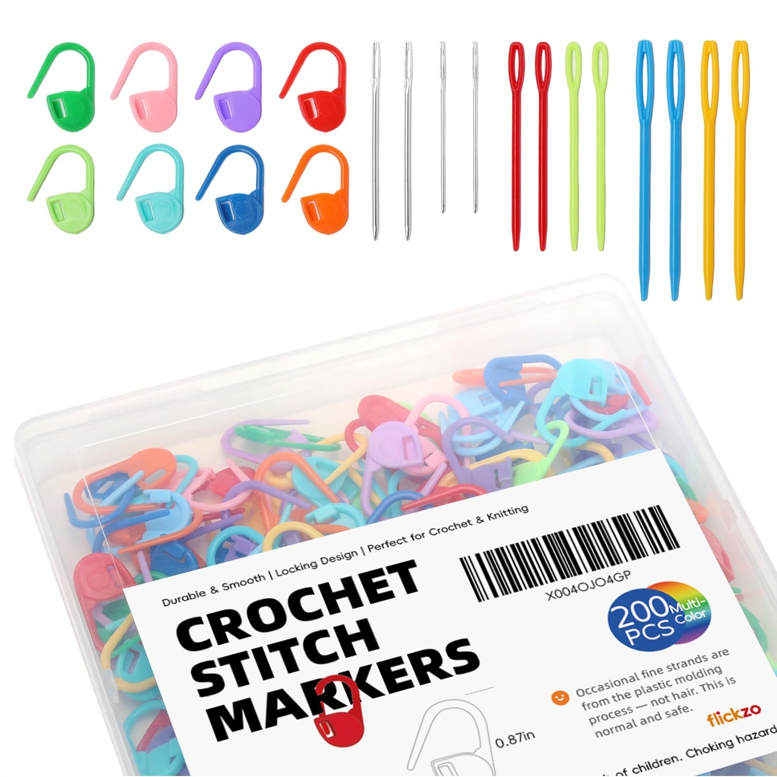 Crochet Stitch Markers Knitting Needle Accessories Locking Clips 200 Count