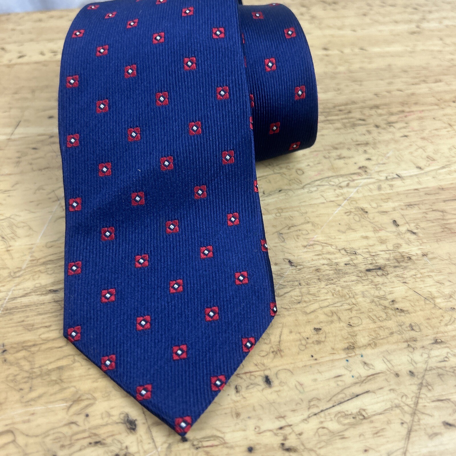 Studio Italia Navy Silk Print Tie