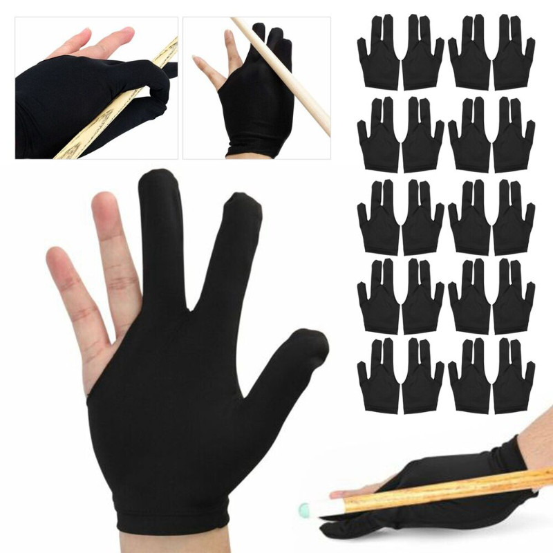 20PCS 3 Fingers Billiard Cue Pool Gloves Snooker Left Hand Nylon Accessories NEW
