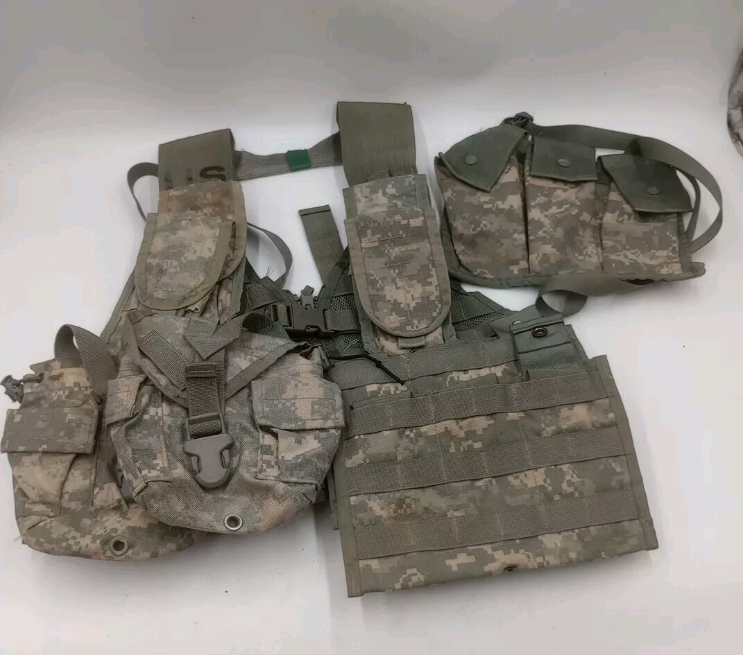 Rifleman Set up USGI ACU MOLLE II FLC Vest w/ 10 Pouches Fishing Camping N44