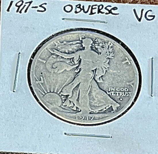 1917 s obverse walking liberty half dollar- Tough Date VG