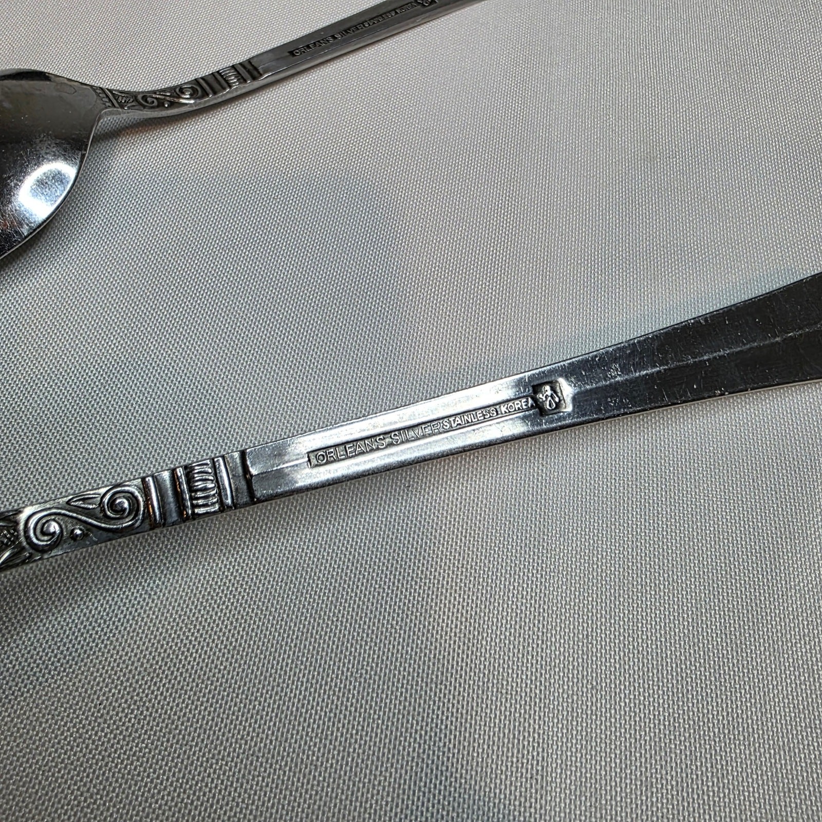Orleans Stacie Pattern Silver Stainless Made in Korea Table Spoon Serving (2)