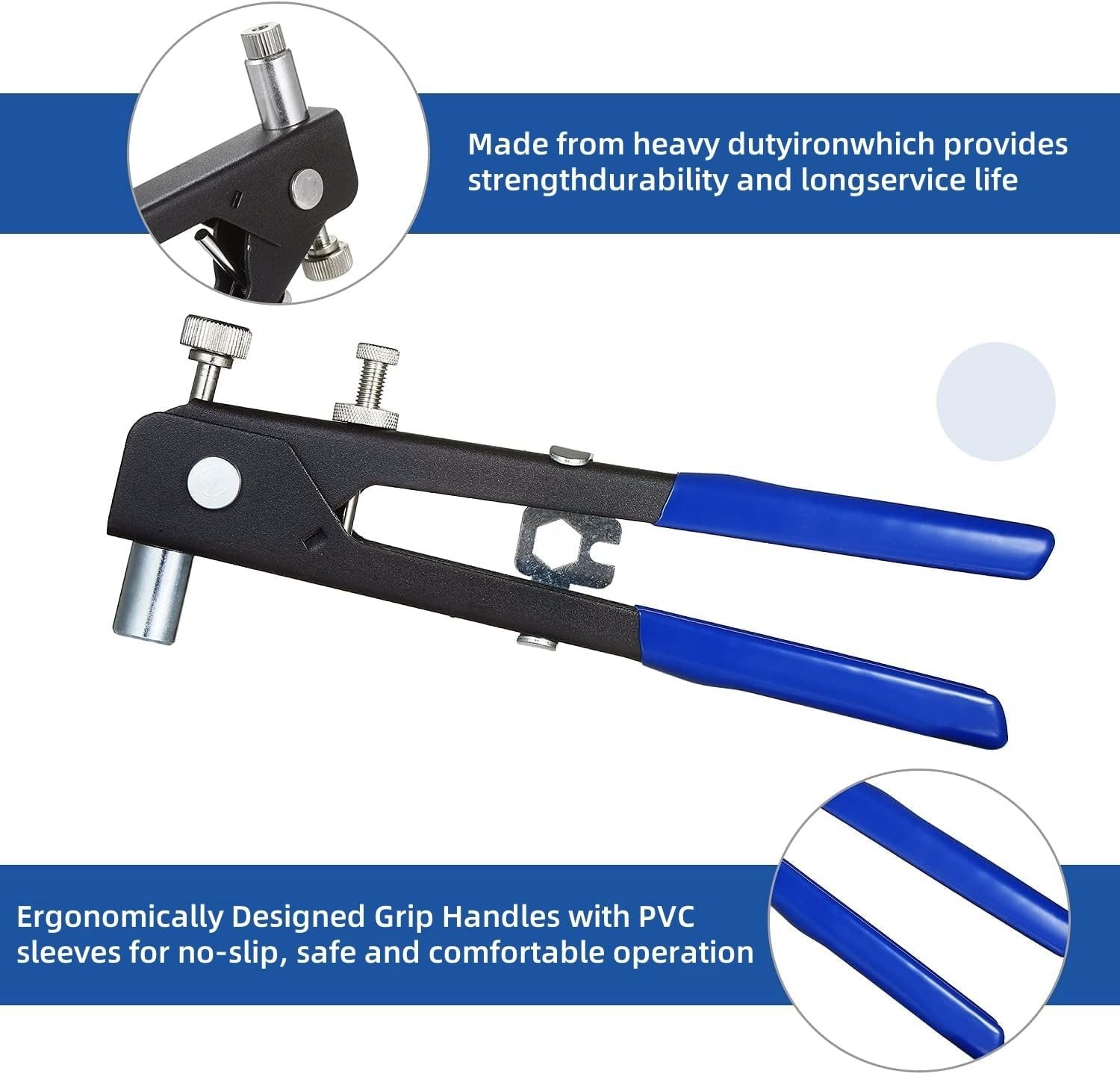 86 Pcs Heavy Blind Rivet Nut Tool Kit Hand Riveter Wrench Threaded Insert Riv...