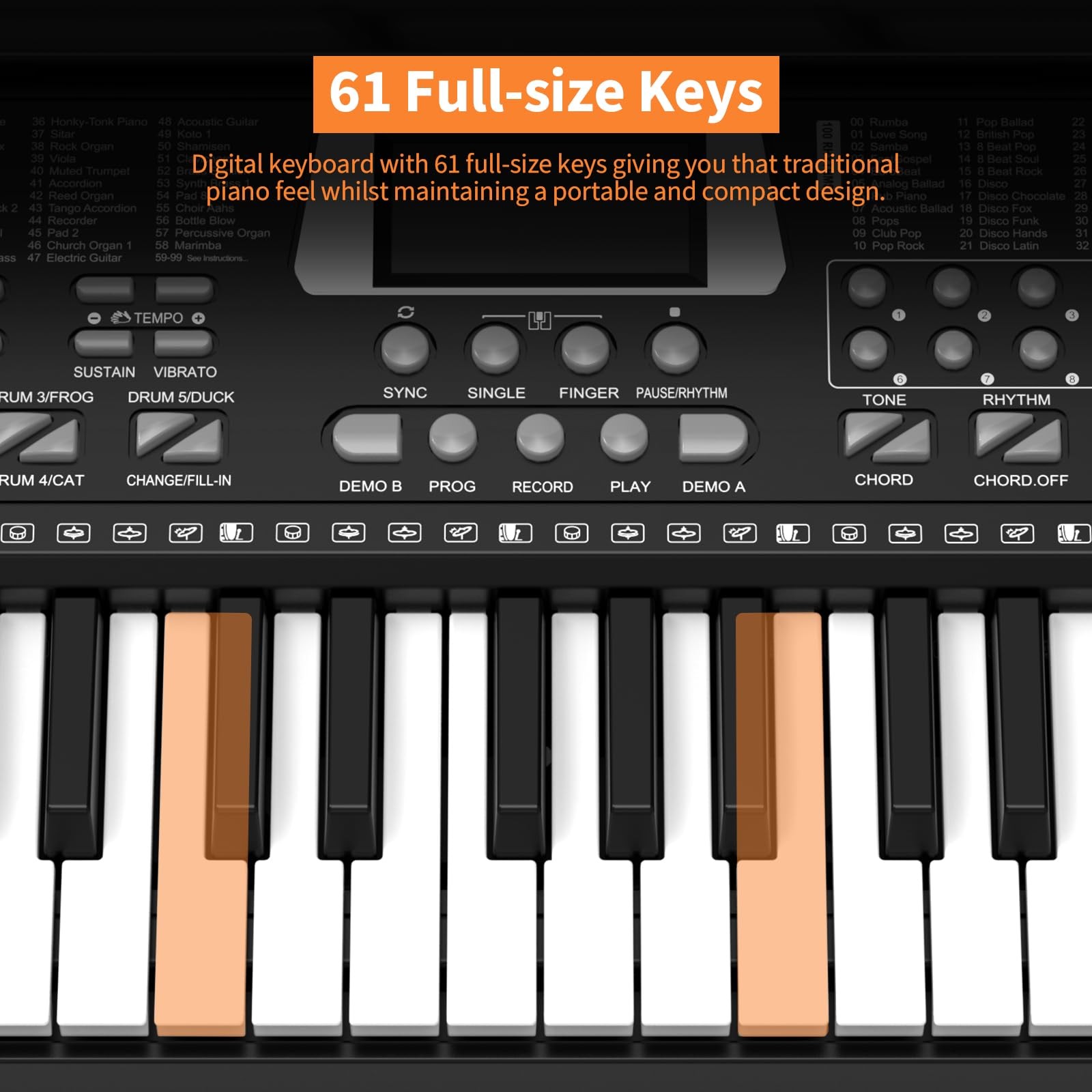 61 keys keyboard piano, Electronic Digital Piano with BuiltIn Speaker Microph...