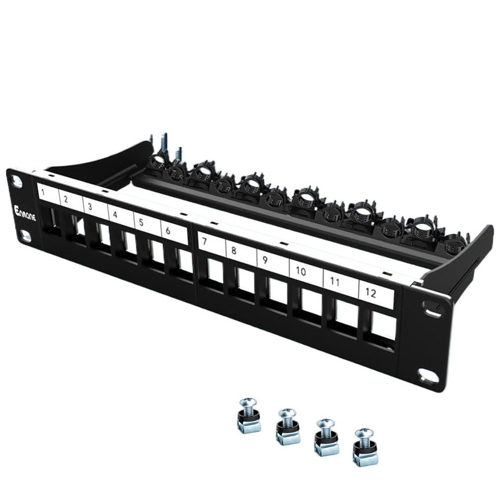 1U 10 Inch 12 Port Blank Keystone Patch Panel Shielded Network Rack Mount