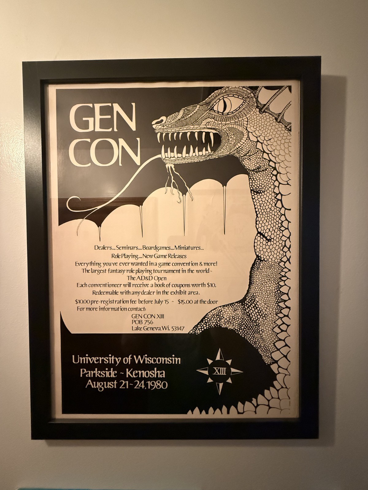 Original TSR August 21 - 24, 1980 GEN CON XIII Game Fair 18" x 24" Promo Poster