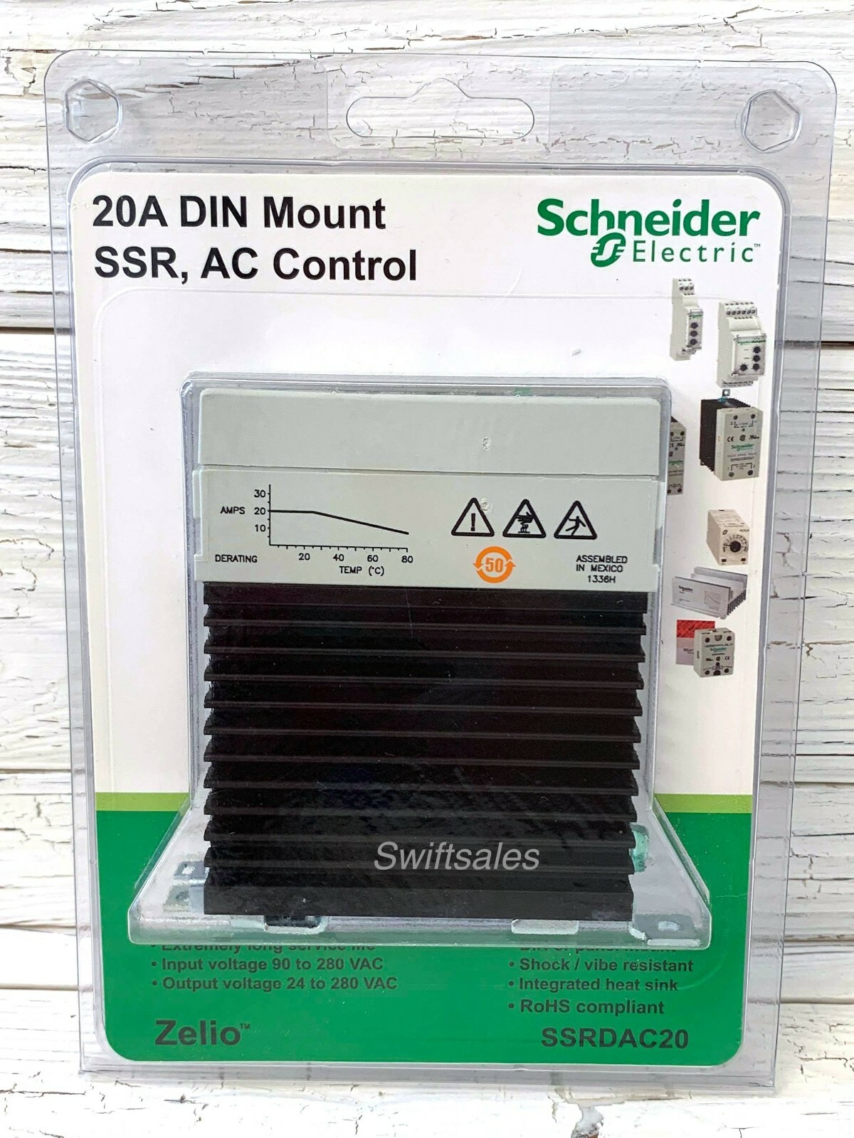 Schneider Electric SSRDAC20 SSRDP8S20A1 20A AC SSR Solid-State DIN Rail Relay