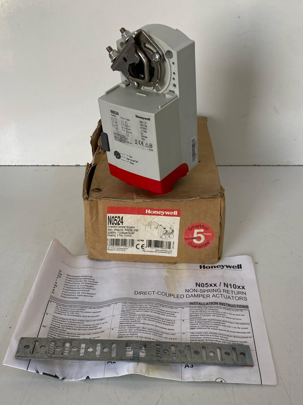 Honeywell / SmartAct Damper Actuator / N0524 / 5Nm / 24Vac/dc / 5VA/2W / IP54