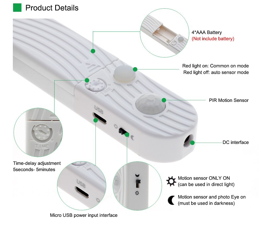 Motion Sensor LED Strip PIR Sensor LED Strip 2835 forDIY Under Bed Light Bedroom