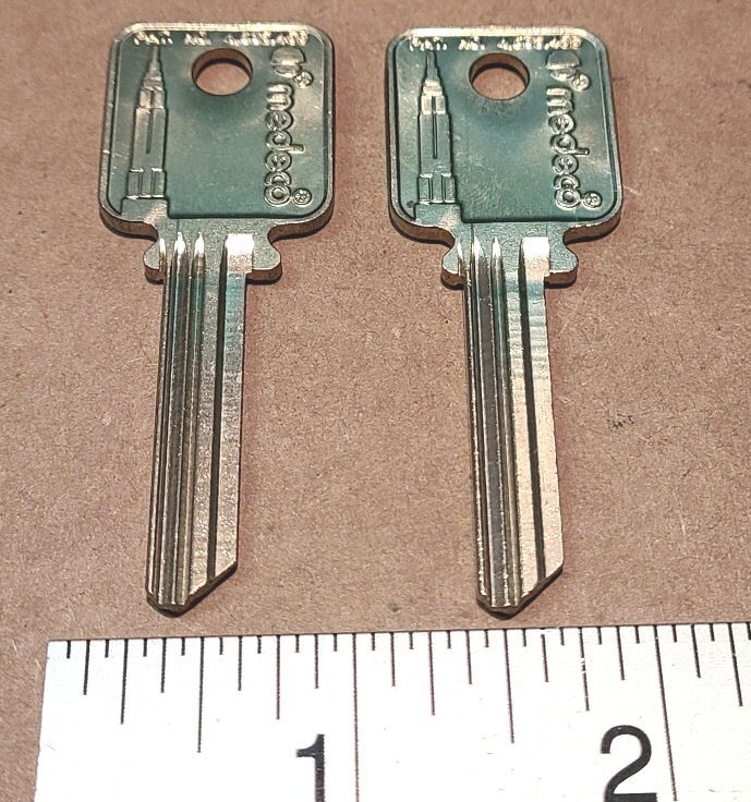 Medeco blank uncut square headed keys, qty. 2 for 1 price