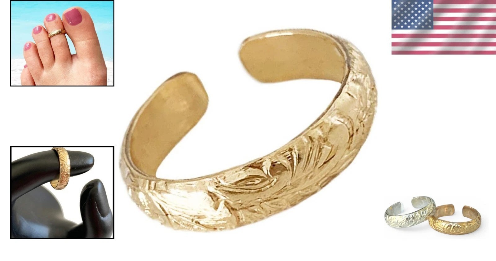 Comfort Fit Adjustable Toe Ring in Gold or Silver - Perfect Summer Accessory
