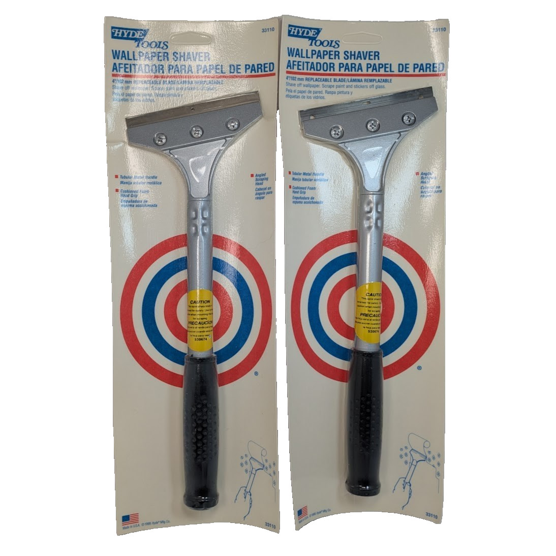 Hyde 4" Wallpaper Shaver (Lot 2) Scraper Tool 33110 Cushioned Grip USA SEALED