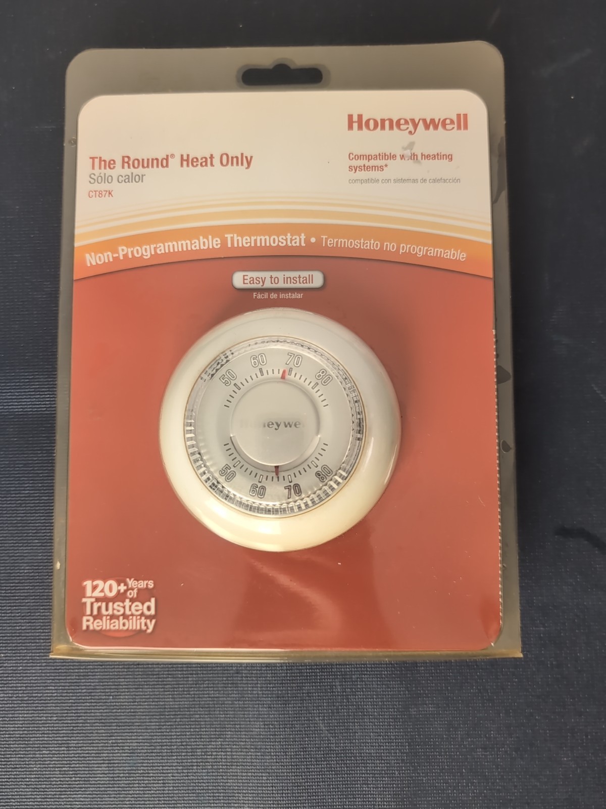 Honeywell CT87k Round Heat Only Manual Thermostat Large White