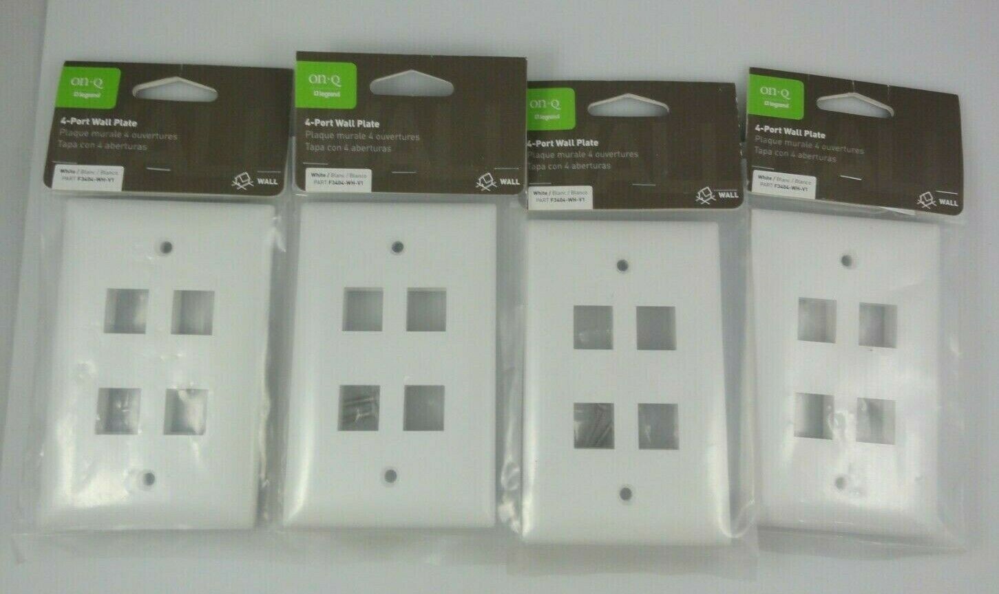 Lot Of 4  Legrand On-Q 4 Port Jack Wall Plate WHITE F3404-WH-V1