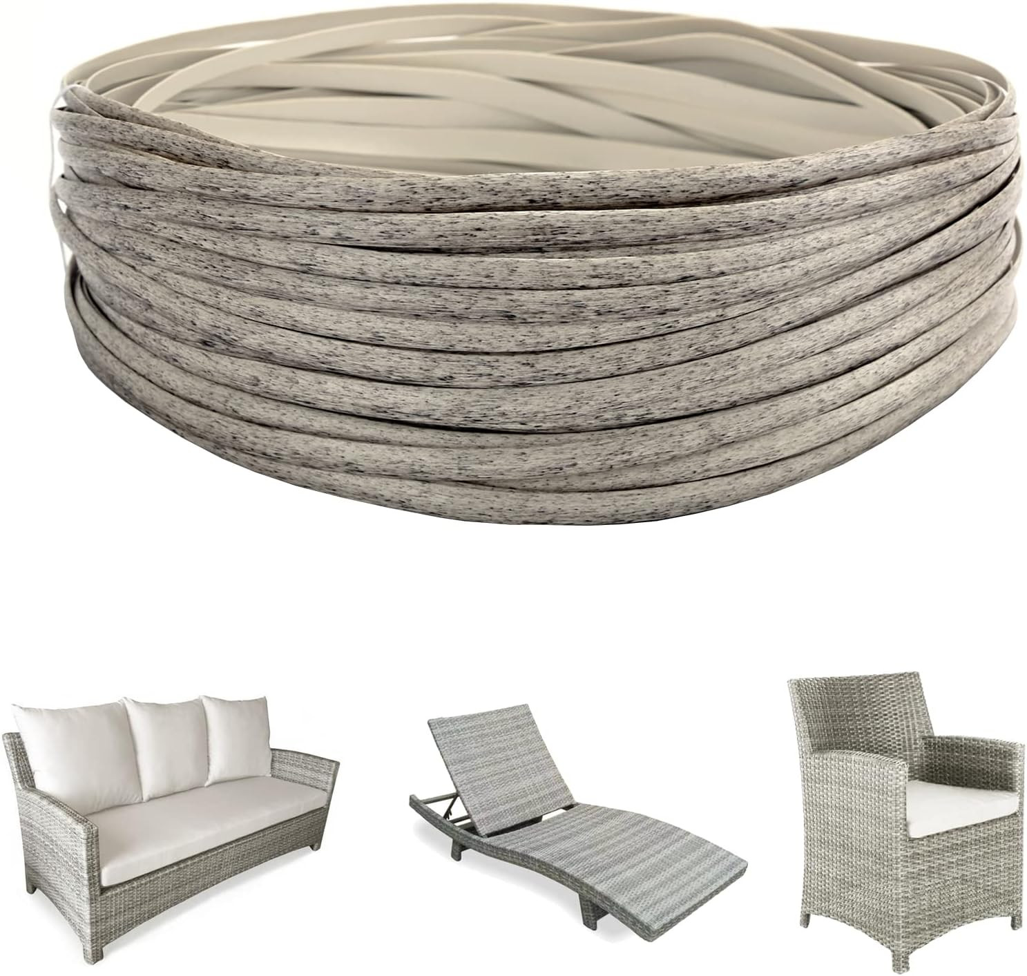 Wicker Repair Kit, 130 Ft Gray Wicker Repair Supplies, Plastic Rattan Material f