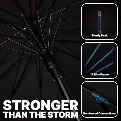 Windproof Large Umbrella for Rain 54 Inch Automatic Open for 2 Persons Wind Resi