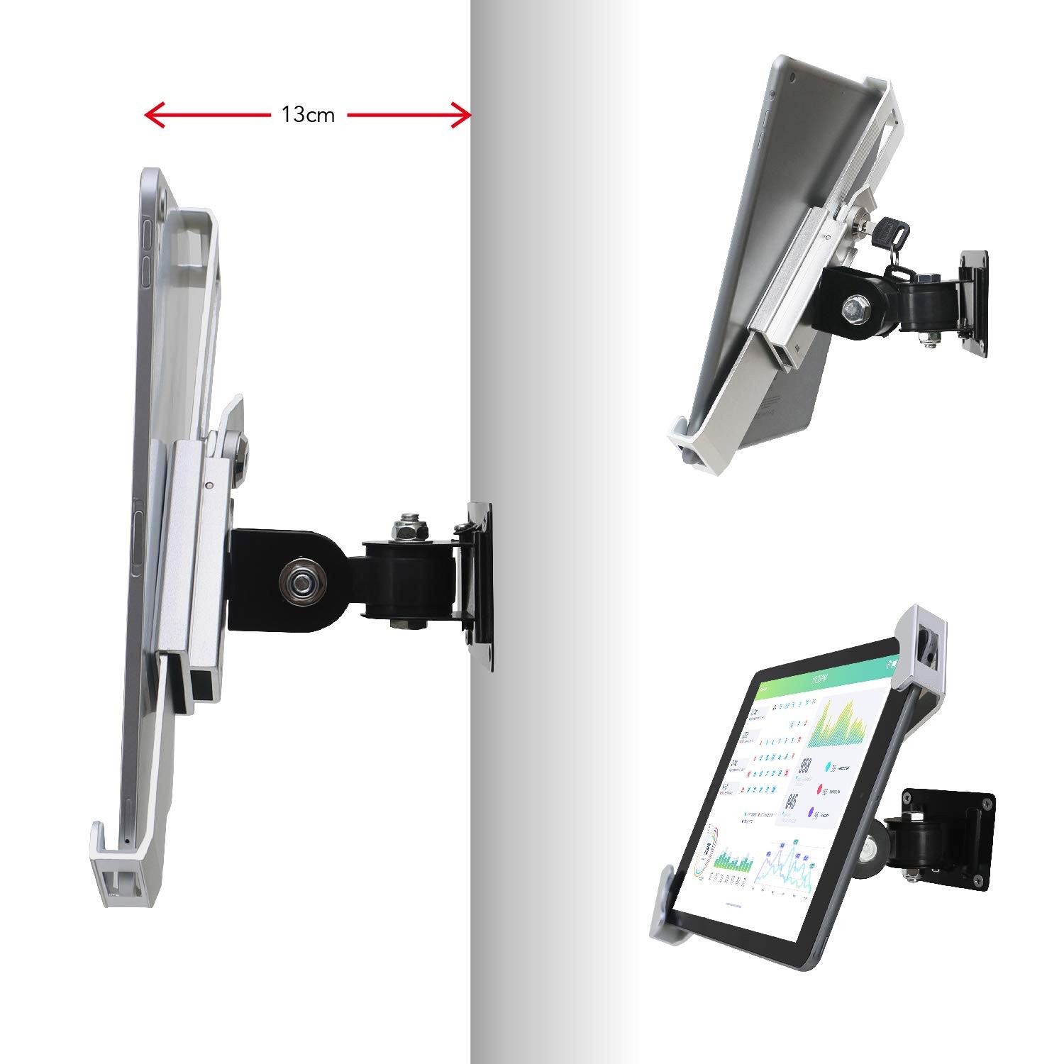 Tablet Wall Mount Holder with Anti Theft Lock,Rotate Design,Multi Angle,Brack...