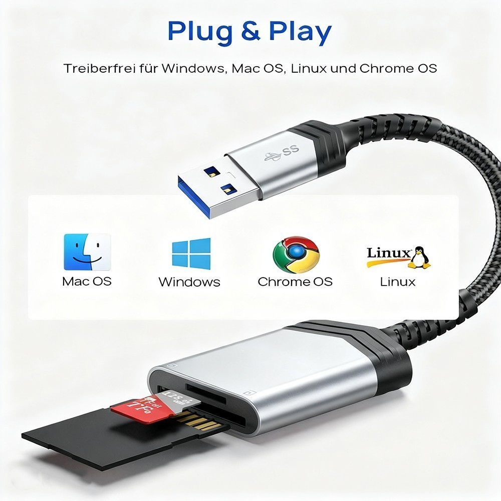 USB 3.0 2 in 1 Card Reader TF Micro SD SD Adapter High Speed Memory Card Reader