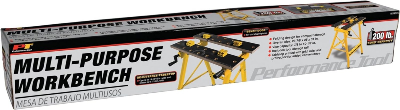 W54025 Portable Multipurpose Workbench - 200 lbs Capacity, Yellow Folding Design