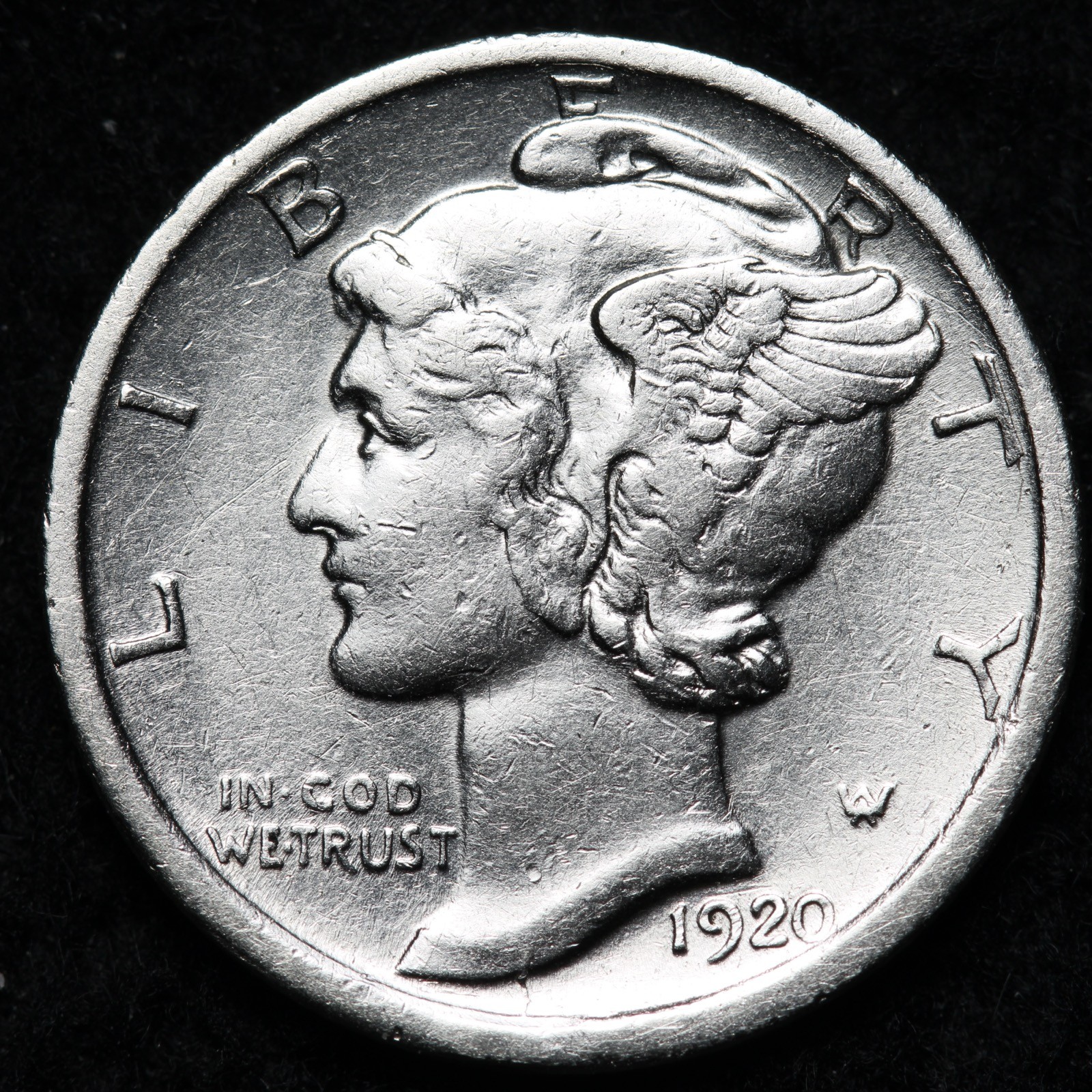 1920-D Mercury Silver Dime AU+ E305 WXCZ