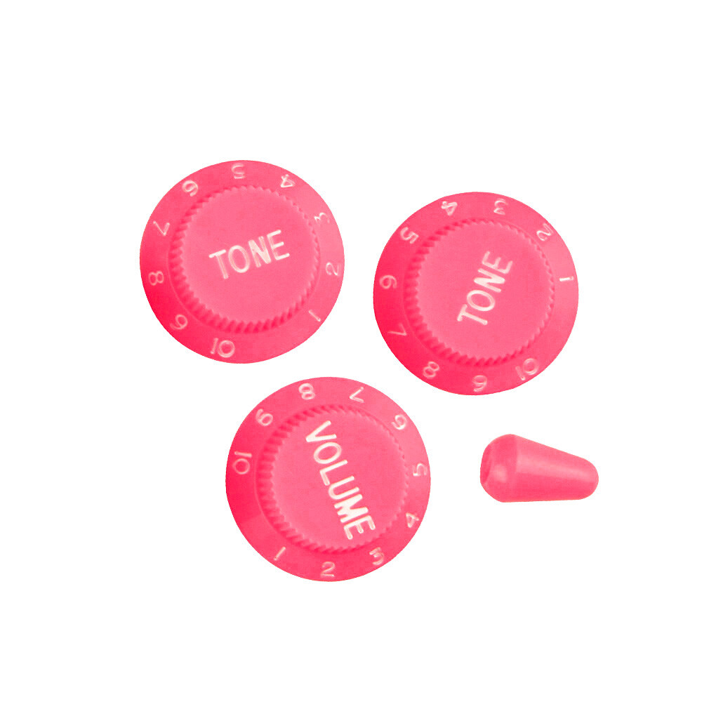 FLEOR Pink 2T1V Tone Volume Knob & 5 Way Switch Knob Tip Cap for ST Guitar