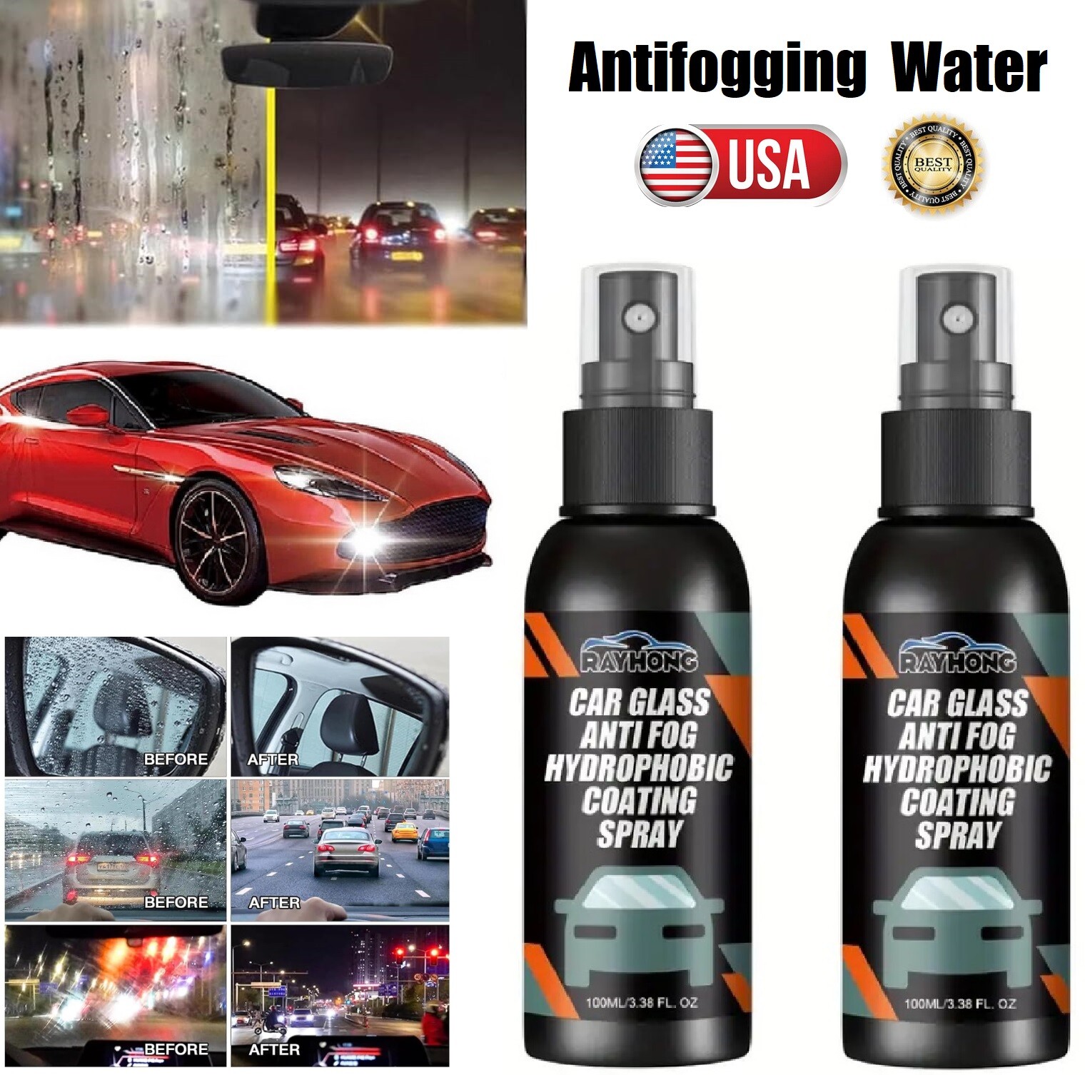 Car Water Repellent Spray Anti Rain Coating Car Glass Liquid Windshield Cleaner