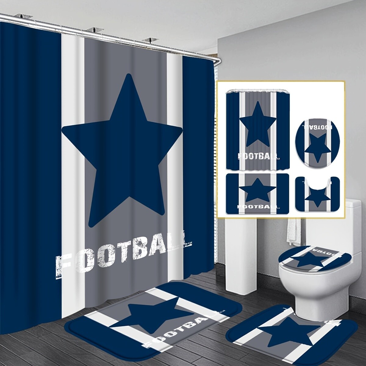4 - Piece Texas Star Bathroom Decoration Set with Hooks