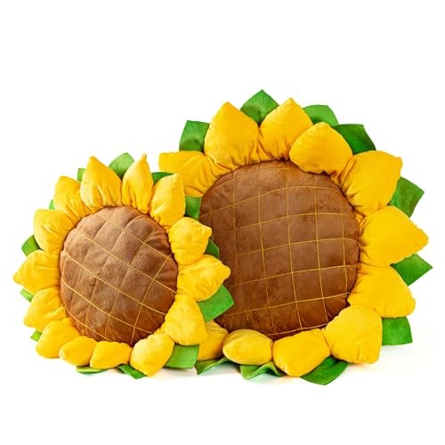 Set of 2 Sunflower Pillow, 3D Decorative Throw Pillow, 20.4"& L+M (Pack of 2)
