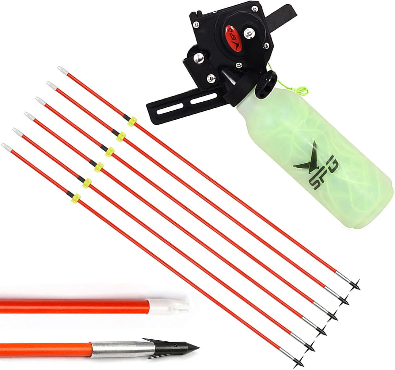 Bow Fishing Reel Kit with Arrows, Bowfishing Tool Accessories, Safety Slides for