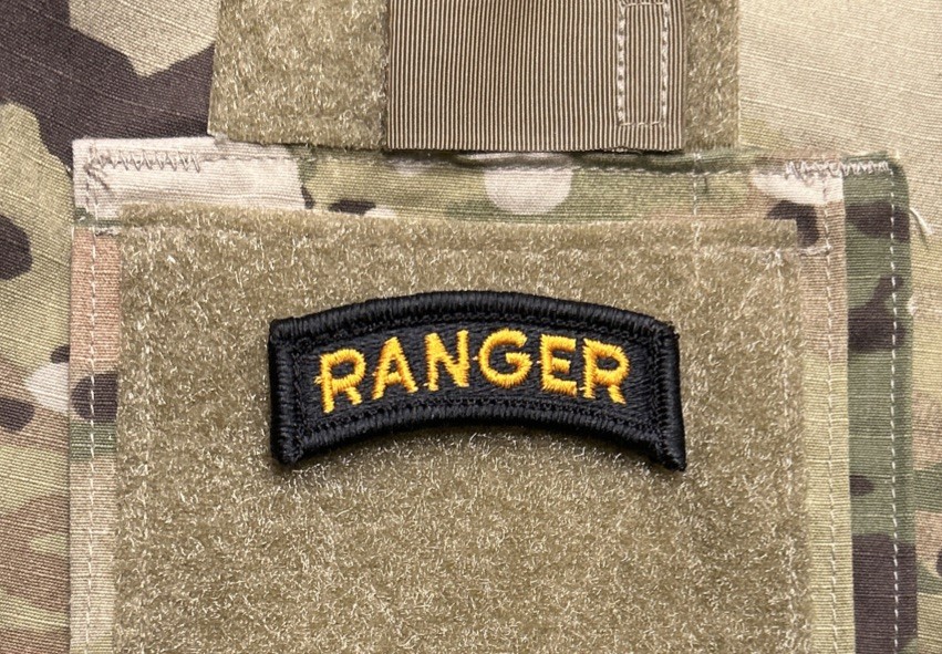 US Army Ranger Tab BLACK Border w/ Hook Full-Color