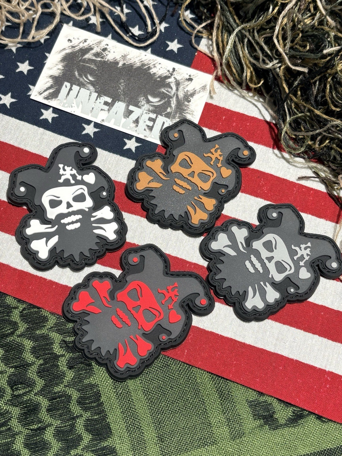 PVC Pirate Joker Patch 4 colors Red, Grey, White, Brown 3D H&L tactical patch