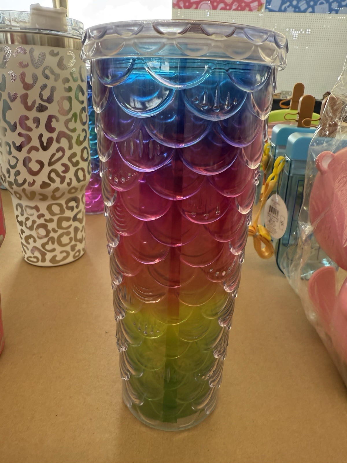 Mermaid Scales Iridescent Tumbler - 710ML (24 oz) With Straw