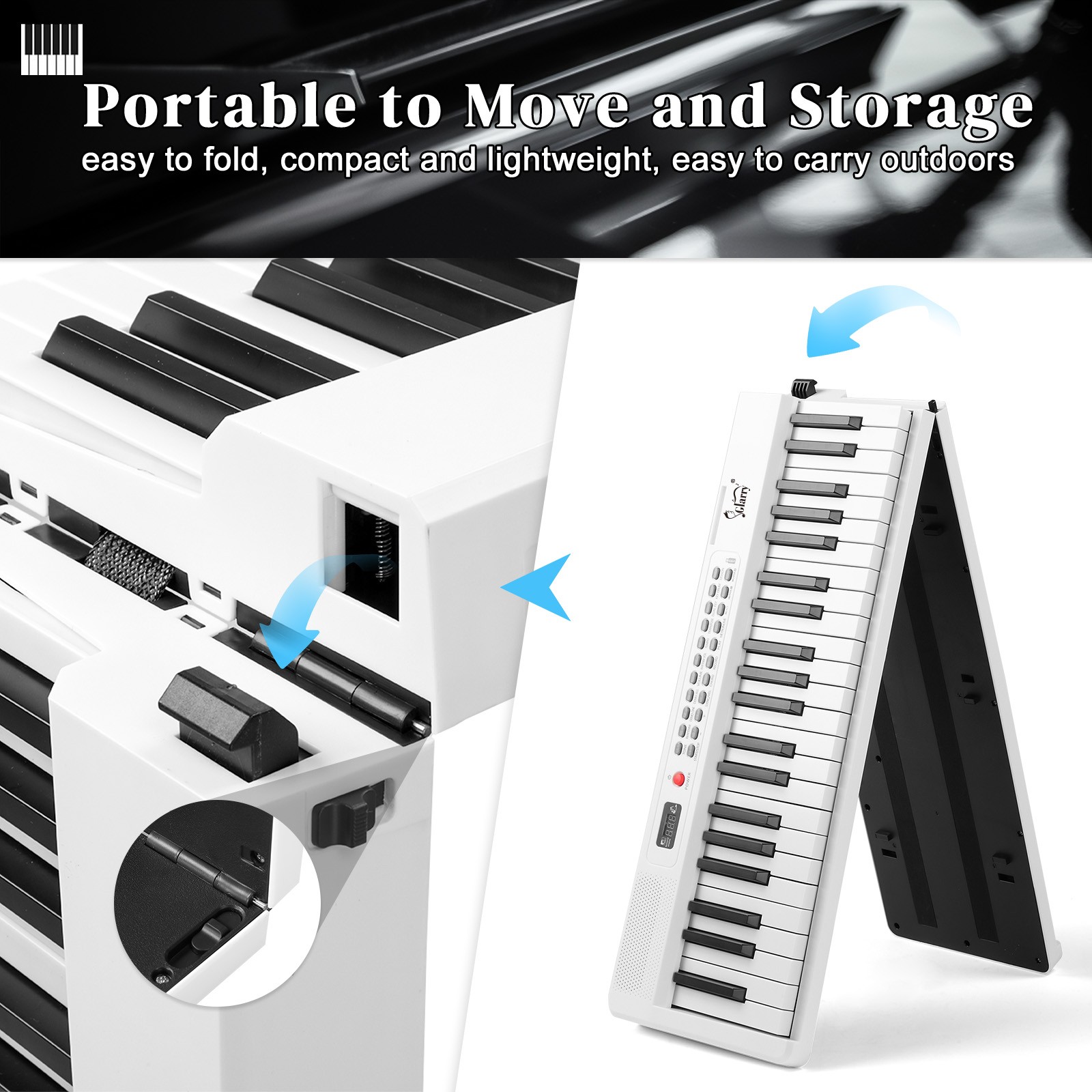 Glarry Fold 88-Key Digital Piano Semi-Weighted Electronic Keyboard Beginner Kit