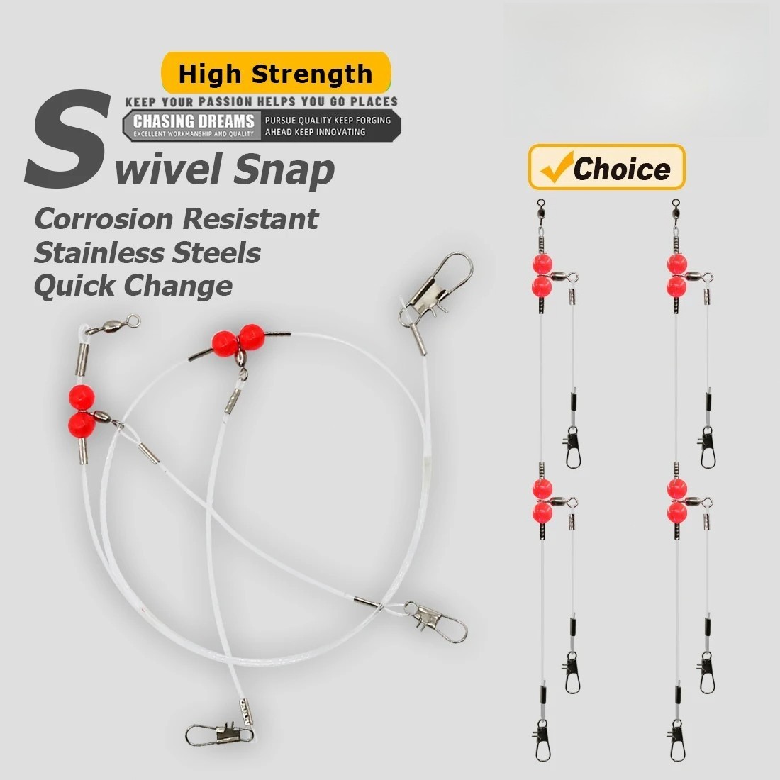 6Pcs Fishing Connector 3-Way Swivels Fishing Rig Set for Fishing Line and Weight