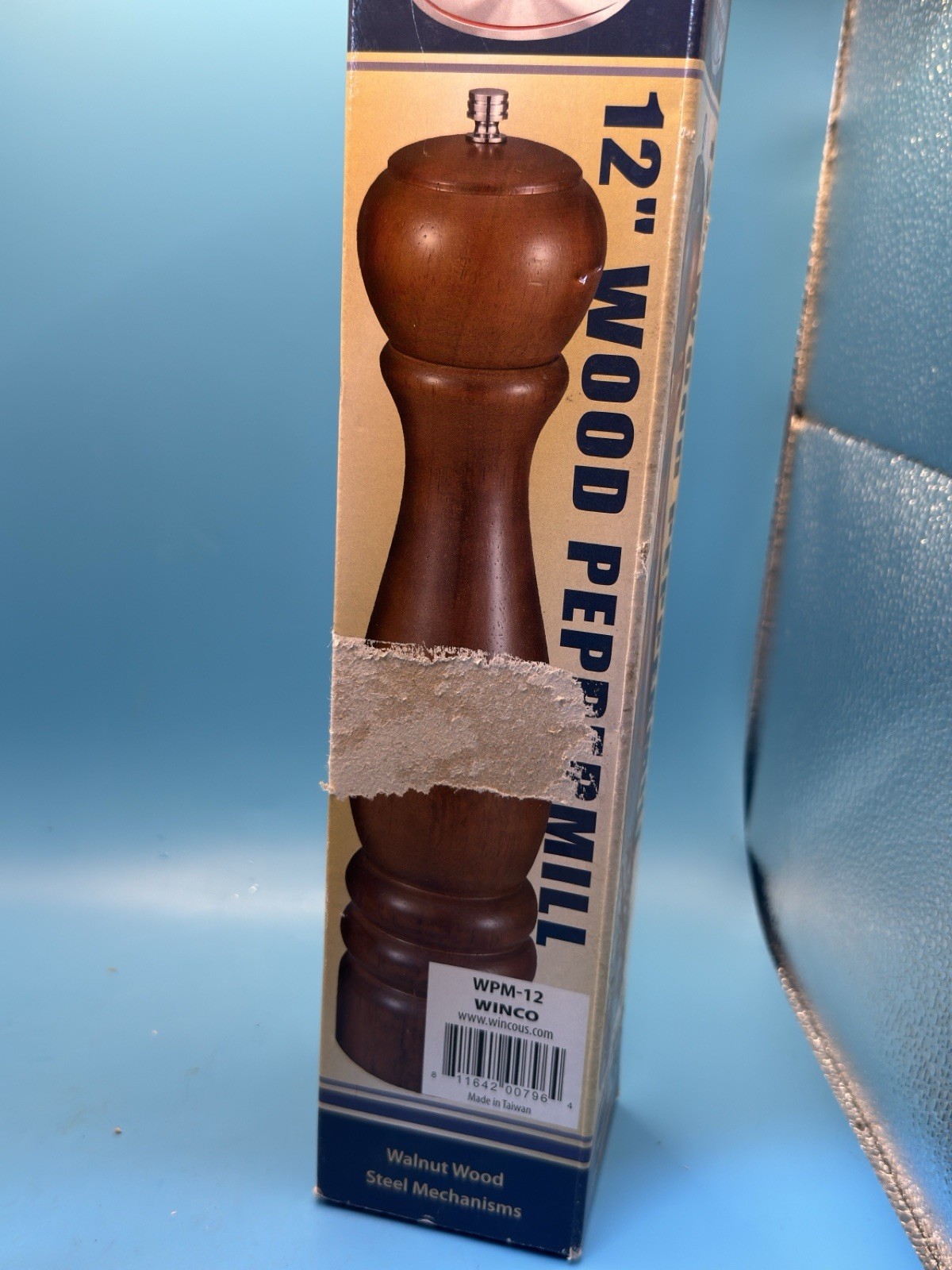 Winco Winware WPM-12 12inch Walnut Wood Peppermill With Steel Mechanism