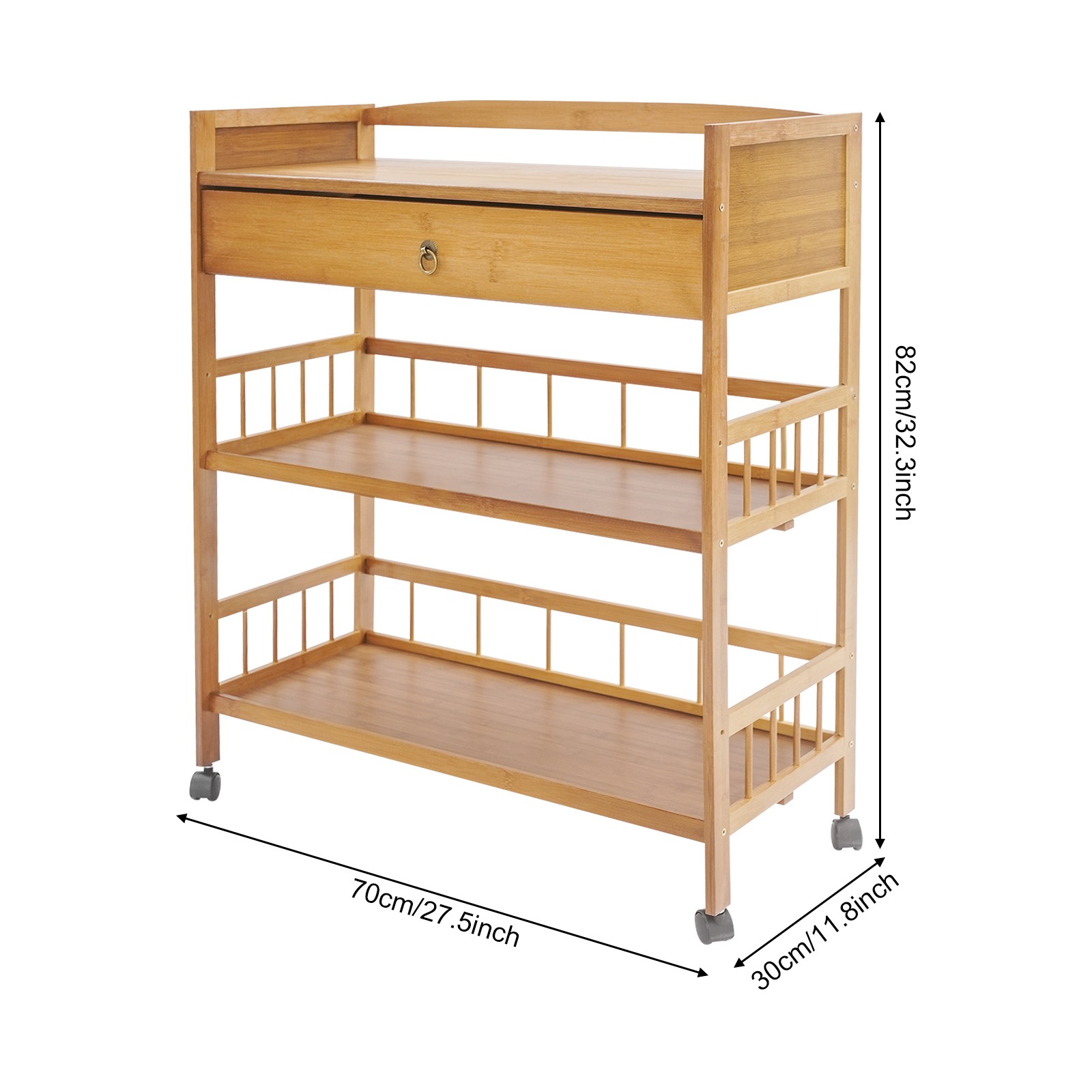 3 Tier Rolling Cart, Kitchen Serving Storage Cart, Storage Organizer Cart