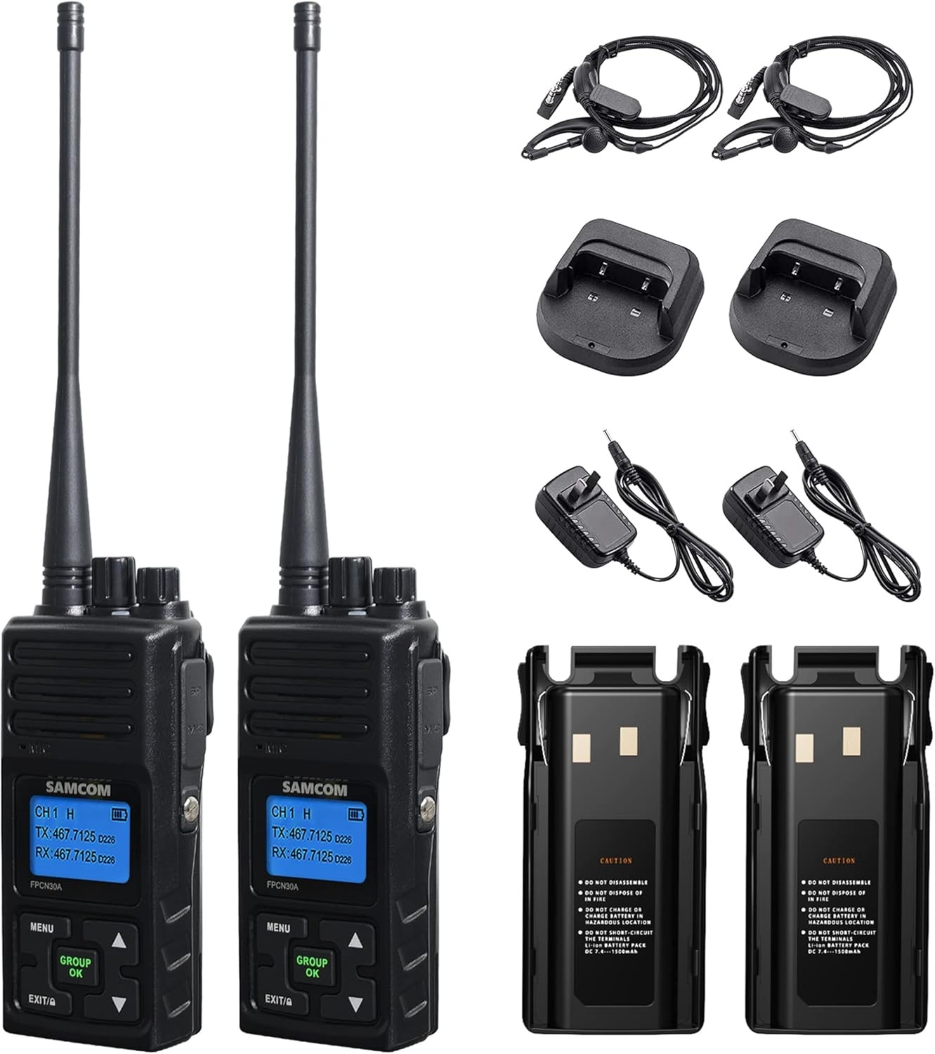 2 Pcs Long Range Radio Walkie Talkies 2 Way Radio Rechargeable 5 Watt High Power