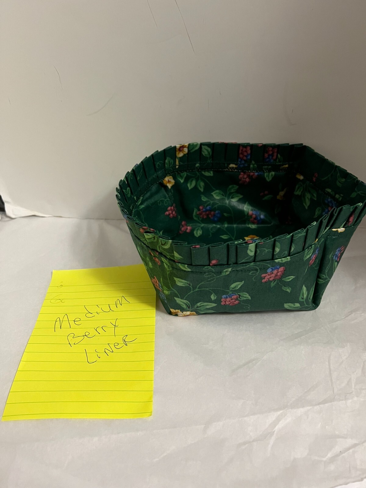 Longaberger Medium Berry Basket Liner  Emerald Vine New
