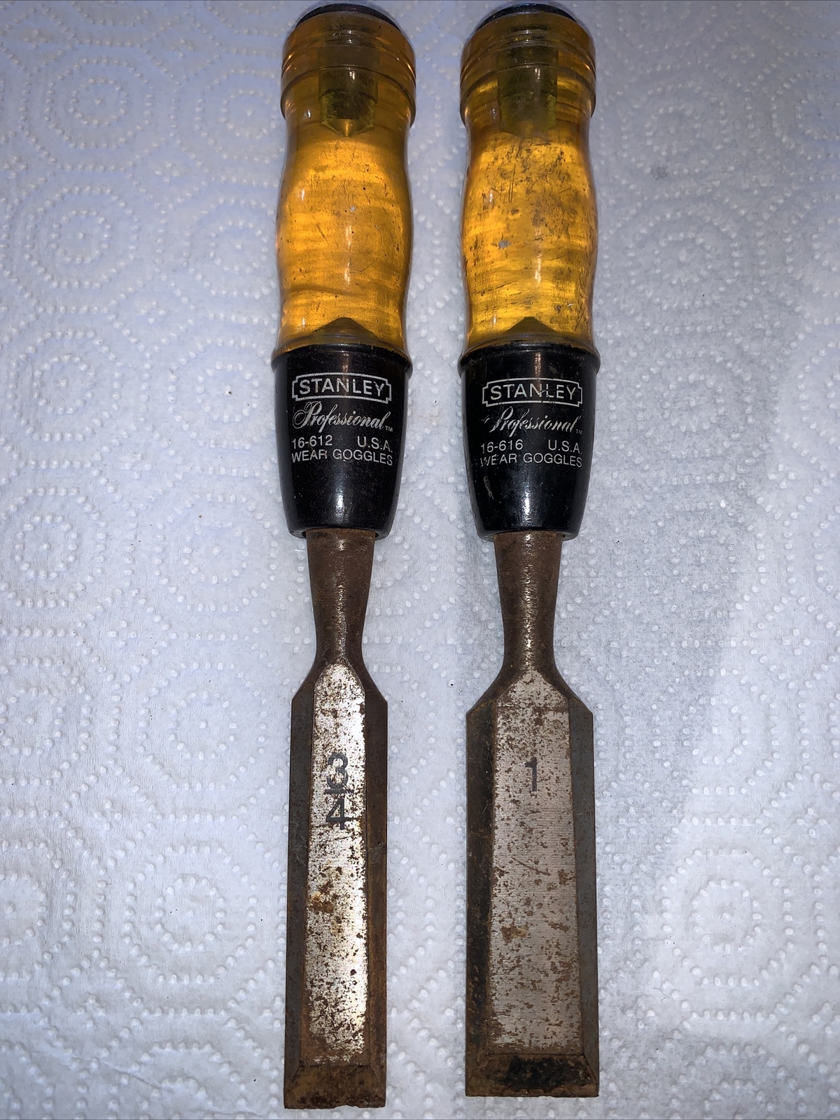 Vintage  Stanley Professional 16-616 And 16-612 Chisels