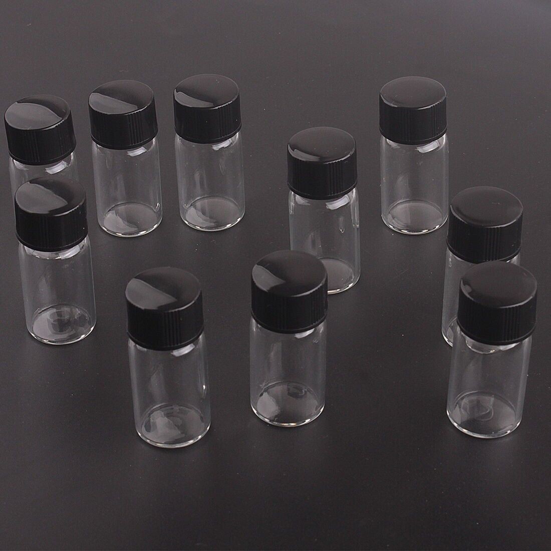 50pcs 3ml Mini Clear Small Empty Glass Bottles Sample Vials Jars with Screw Cap
