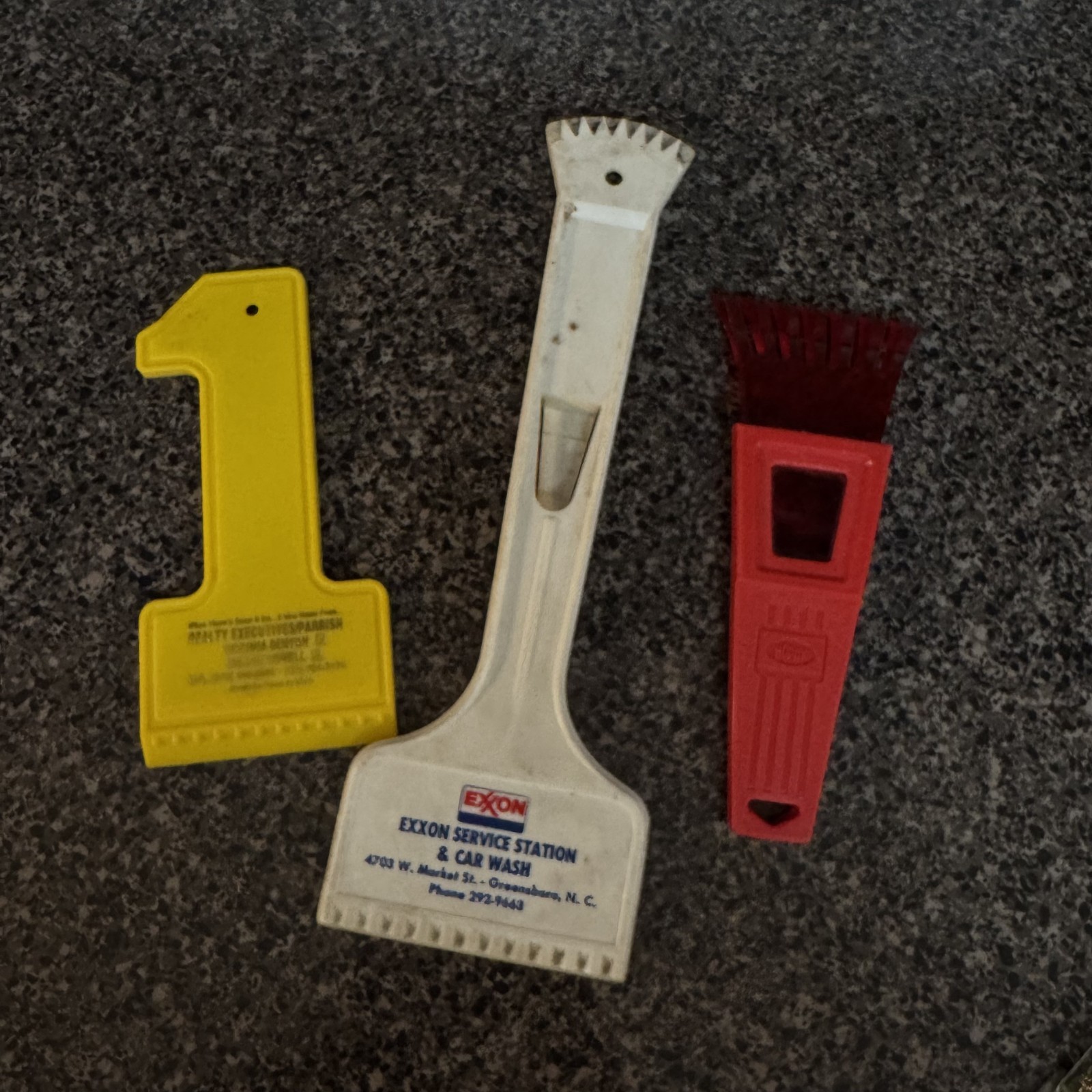 Vintage Plastic Windshield Ice Scraper Lot of 3 Exxon Gas Station Promo Car Tool